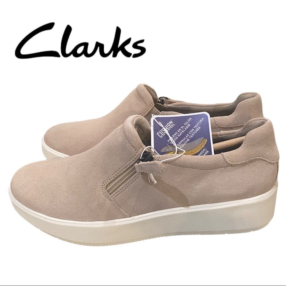 NEW Clarks Collection Layton Step Lt. Taupe Suede Sneakers 9.5
